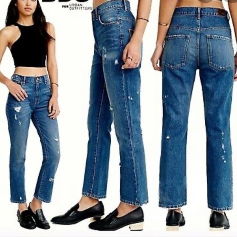 BDG high rise ankle kicker distressed jeans